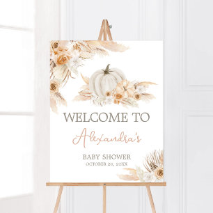 Boho Neutralt Pumpkin Baby Shower Välkommen Poster