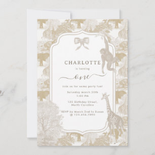 Boho Neutralt Safari Animal Chinoiserie Birthday Inbjudningar