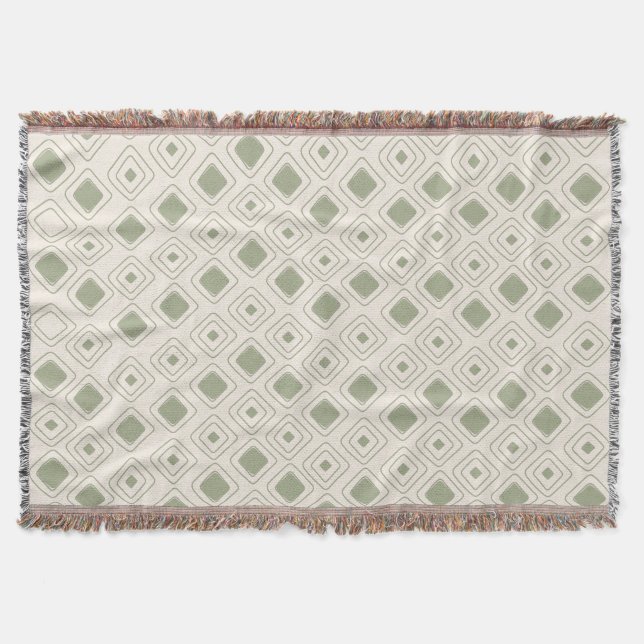 Boho Neutralt Sage Tribal Geometric Aztec Mönster Filt (Framsidan)