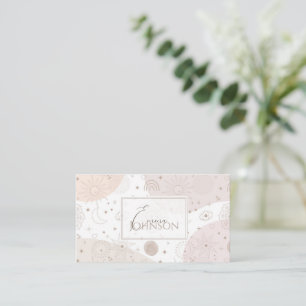 Boho Neutralt Space Doodles Aesthetic Design Visitkort