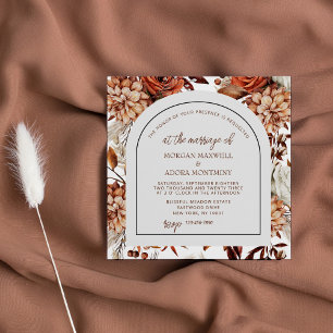 Boho Neutralt Watercolor Pampas Square Bröllop Inbjudningar