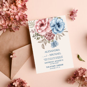 Boho Neutralt Watercolor Wildblomma Bröllop-inbjud Inbjudningar