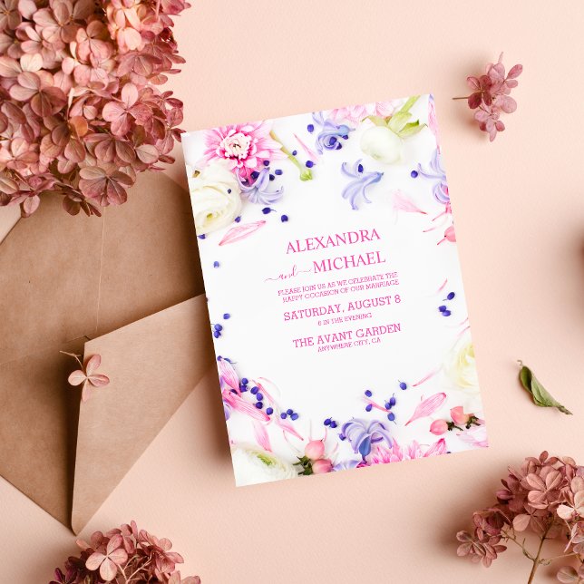 Boho Neutralt Watercolor Wildblomma Bröllop Inbjudningar (Skapare uppladdad)