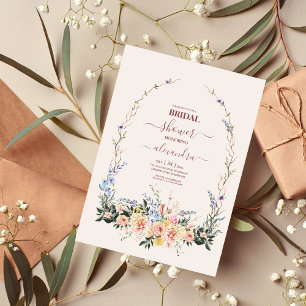 Boho Neutralt Watercolor Wildblomma Möhippa Inbjudningar