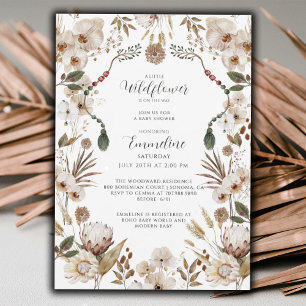 Boho Neutralt WildblomBaby Shower Inbjudningar