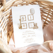 Boho Neutralt Wood Block Brev Det är en flicka Sho