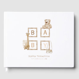 Boho Neutralt Wood Block Brev Gästböcker