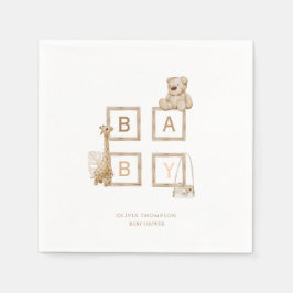 Boho Neutralt Wood Block Brev Pappersservett