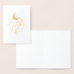 Boho New Age Hand and and Snake Guld Folierat Kort