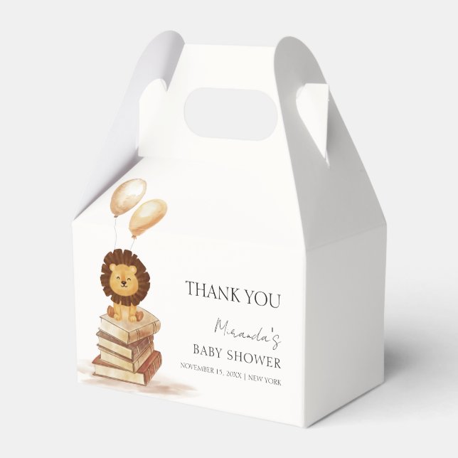 Boho New Chapter Vild Lejon Balloon Baby Shower Presentaskar (Framsidan Sidan)