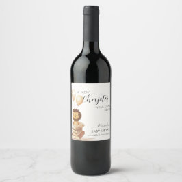 Boho New Chapter Vild Lejon Balloon Baby Shower Vinflaska Etikett