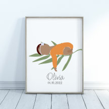 Boho Newborn Flicka Namn Nursery Poster