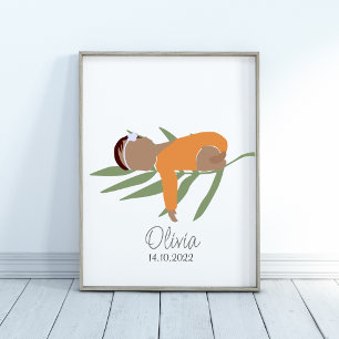 Boho Newborn Flicka Namn Nursery Poster