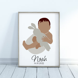 Boho Newborn Pojke Namn Nursery Poster