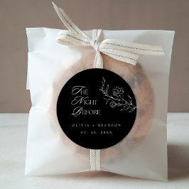 Boho Night Före rehearsal Dinner Black Bröllop Runt Klistermärke