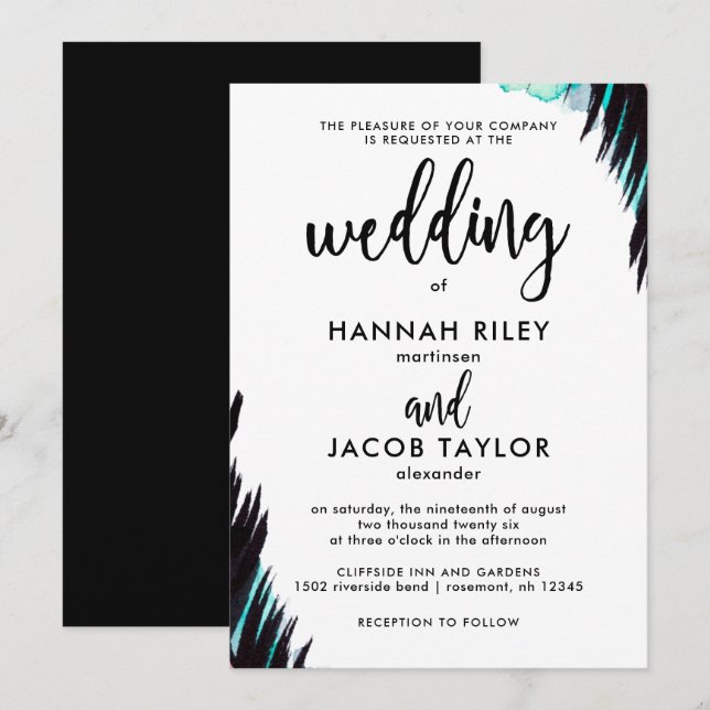 Boho Nights Black and White Bröllop Inbjudningar (Fram/baksida)