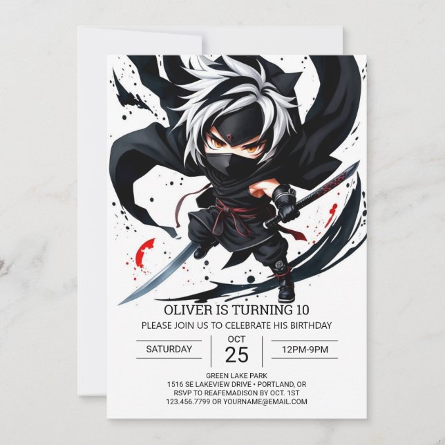Boho Ninja Sword Birthday Inbjudningar (Framsida)