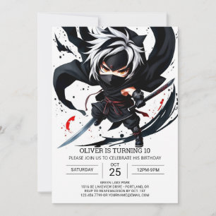 Boho Ninja Sword Birthday Inbjudningar
