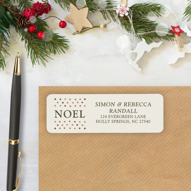 Boho Noel Rustik Bondgård Enkel Jul  Returadress Etikett (Perfect blend of festive, farmhouse, and personal for your Christmas mail this season.)
