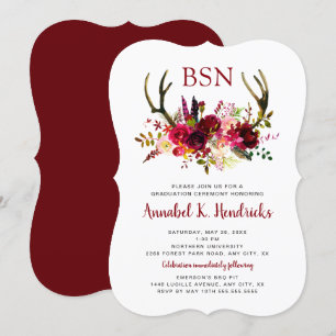 Boho Nurse studenten-ceremoni / kloning RN BSN Inbjudningar