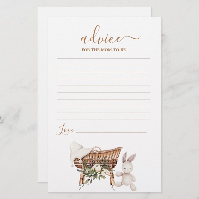 Boho Nursery Advice for Mamma to be card (Fram/baksida)