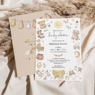 Boho Nursery Baby Shower Gender Neutral Inbjudningar
