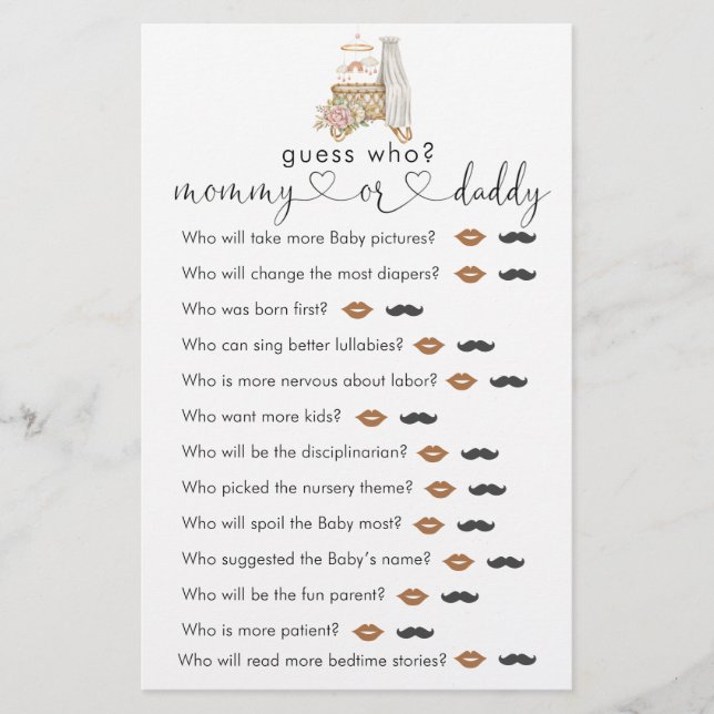 Boho Nursery Baby Shower gissar vem som spelar (Framsida)