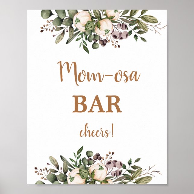 Boho Nursery Baby Shower Momosa Pub-tecken Poster (Framsidan)