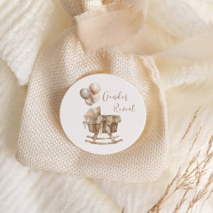Boho Nursery Beige Balloons Gender Reveal Runt Klistermärke
