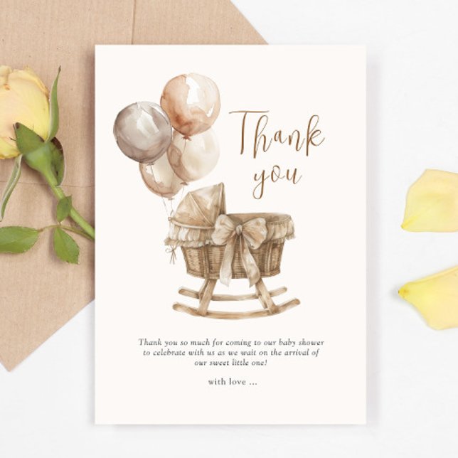 Boho Nursery Beige Balloons Gender Reveal Tack Kort (Skapare uppladdad)