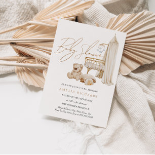 Boho Nursery Blue Baby Shower Inbjudningar