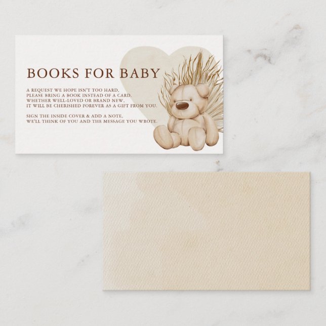 Boho Nursery Chic Baby Shower Bokar för Baby Tilläggskort (Fram/baksida)