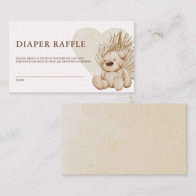 Boho Nursery Chic Baby Shower Diaper Raffle Tilläggskort (Fram/baksida)