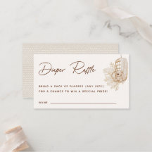Boho Nursery Diaper Raffle-höljeskort