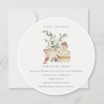 Boho Nursery Foliage Girl Baby Shower Inbjudan