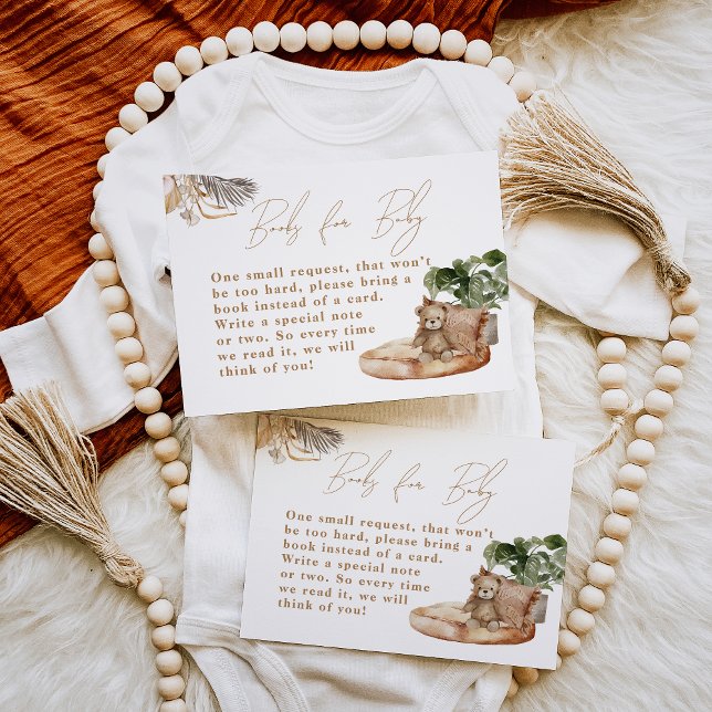 Boho Nursery Modern Elegant Baby Shower Bok Tilläggskort (Skapare uppladdad)