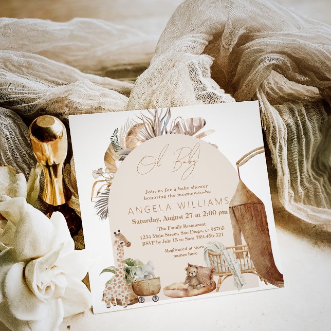 Boho Nursery Modern Elegant Baby Shower Inbjudningar (Skapare uppladdad)