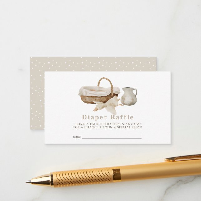Boho Nursery Moses Basket Diaper Raffle Biljett Tilläggskort (Fram/Back In Situ)