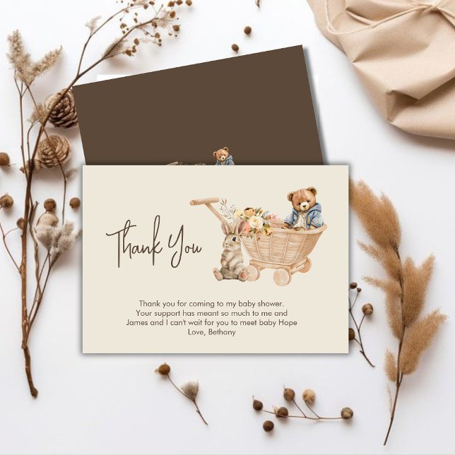 Boho Nursery, Nalle Baby Shower Tack (Boho Nursery, Teddy Bear Baby Shower Thank you)