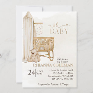 Boho Nursery Nalle babydusch Inbjudningar