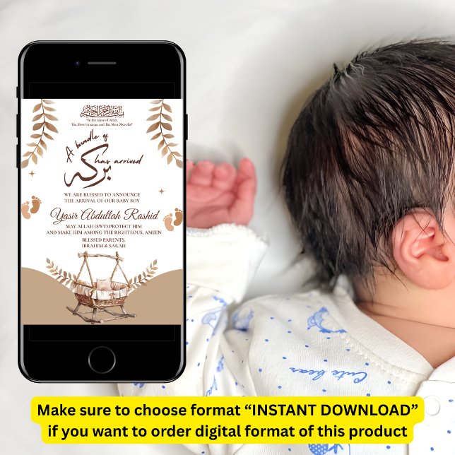 Boho Nursery Pojke Muslim Birth Notice Inbjudningar (Skapare uppladdad)