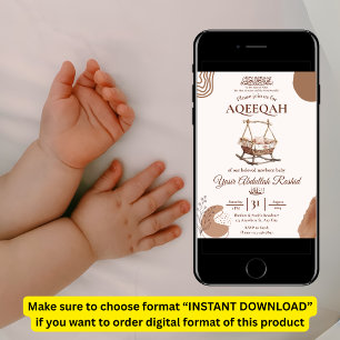 Boho Nursery Pojke Muslim Newborn Aqiqah Aqeeqa Inbjudningar