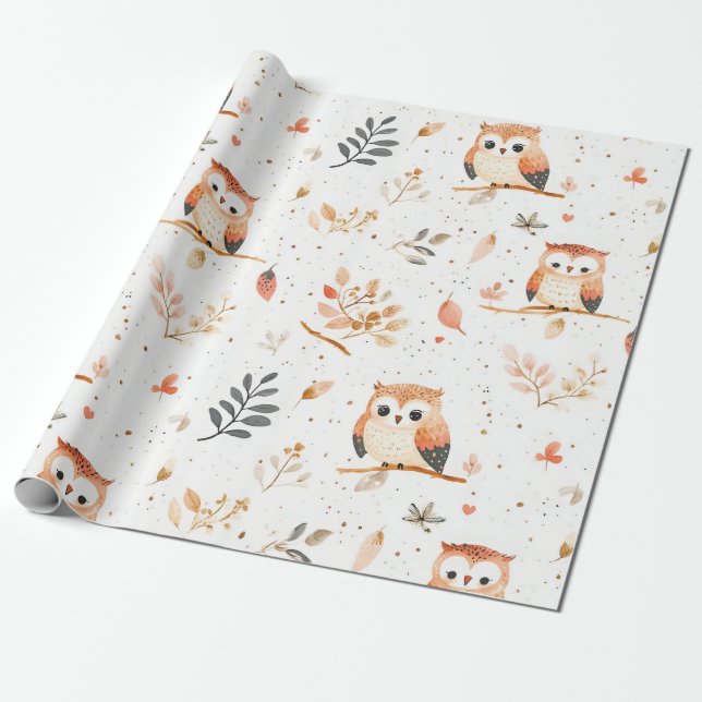 Boho Nursery Uggla Presentpapper (Utrullad)