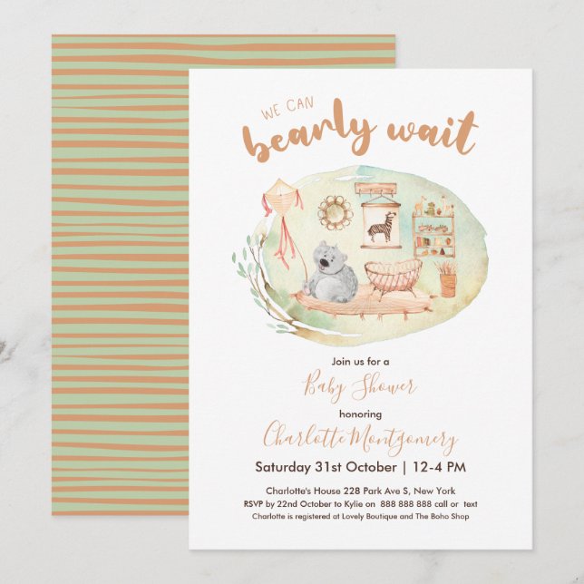 Boho Nursery Vi kan barly Wait Baby Shower Inbjudningar (Fram/baksida)
