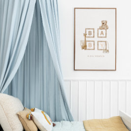 Boho Nursing Neutralt Wood Block Brev Poster