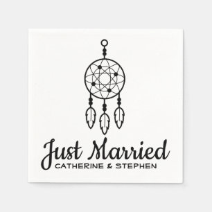 Boho Ny gifta Dream Catcher Bröllop Black Pappersservett