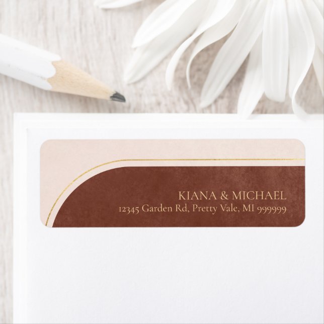 Boho Oasis Bi-Färg Arch Bröllop ID959 Returadress Etikett (Insitu)