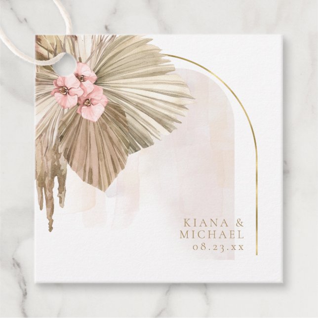 Boho Oasis Blommig Båge Bröllop ID959 Gåvor Etiketter (Framsida)