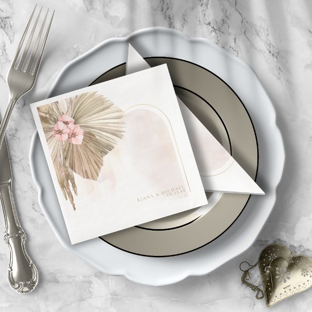 Boho Oasis Blommigt Arch Bröllop ID959 Pappersservett (Skapare uppladdad)