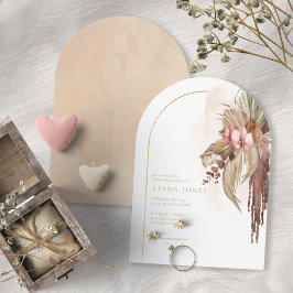 Boho Oasis Bröllop Blommigt Möhippa Arch ID959 Inbjudningar